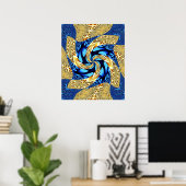 Poster met blauwe en goudwervelkolom (Thuiskantoor)