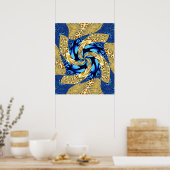 Poster met blauwe en goudwervelkolom (Keuken)