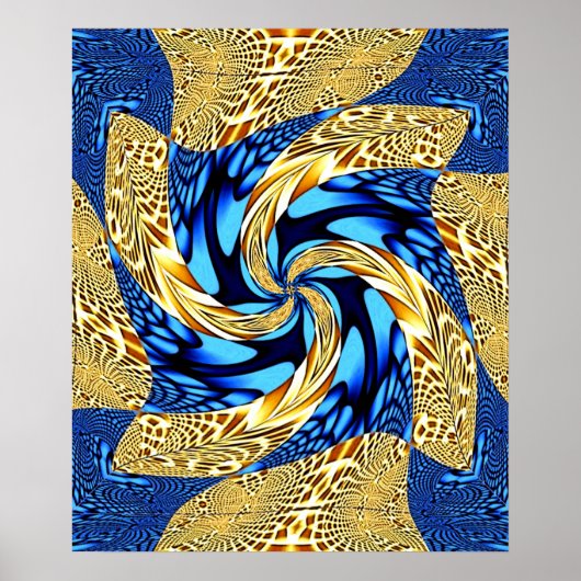 Poster met blauwe en goudwervelkolom (Voorkant)