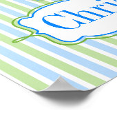 Poster met blauwe en groene giraffe met polkadots  (Hoek)