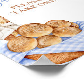 Poster met blauwe geruite strik 'Bun in de oven' c (Hoek)