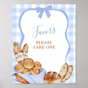 Poster met blauwe geruite strik 'Bun in de oven' c