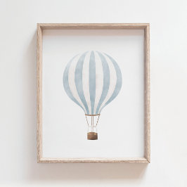 Poster met blauwe hete luchtballon voor kinderkame