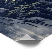 Poster met blauwe inkt nevelige berg (Hoek)