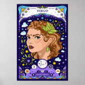 Poster met Blauwe Maagd Sterrenbeeld - Precies en (Voorkant)