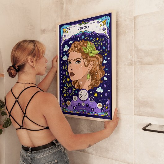 Poster met Blauwe Maagd Sterrenbeeld - Precies en
