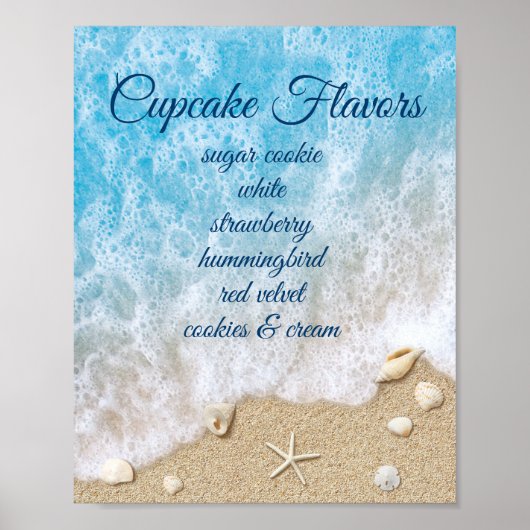 Poster met Blauwe Strandgolven Dessertbar (Voorkant)
