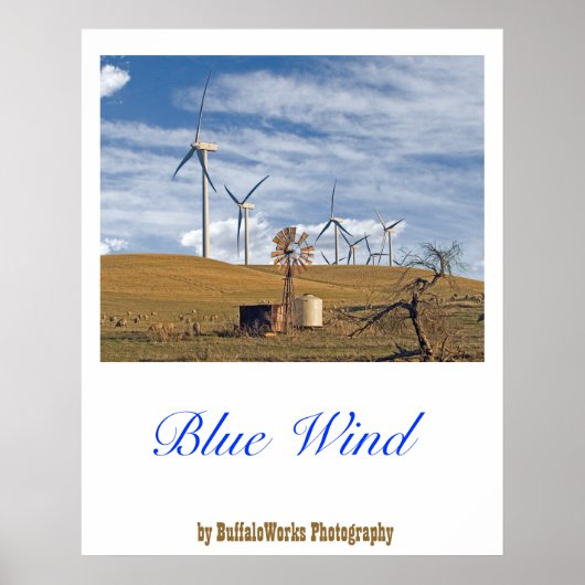 Poster met blauwe wind (Voorkant)