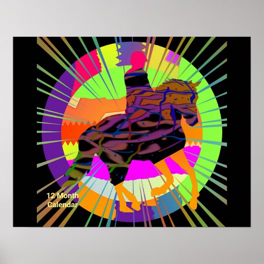 Poster met blazoned paarden en Rider (Voorkant)