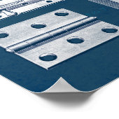 Poster met bouten en scharnieren CyanBlueprint (Hoek)