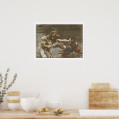 Poster met boxingsscène van de ringzijde (Keuken)