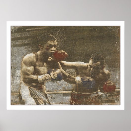 Poster met boxingsscène van de ringzijde (Voorkant)