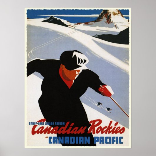Poster met Canadian Rockies Ski Print (Voorkant)