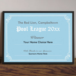 Poster met certificaat voor zwembadcompetitie-winn