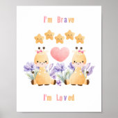 Poster met cute baby-giraf | Ik ben dapper - Ik wo (Voorkant)