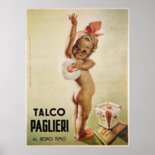 Poster met Cute Baby op Vintage Ad Poster