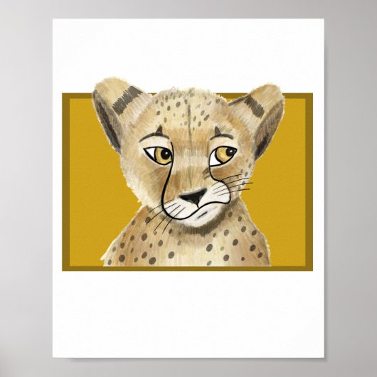 Poster met Cute Cheetah – Safari Dieren Muur Kunst (Voorkant)