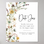 Poster met datum pot wildbloemen (Voorkant)