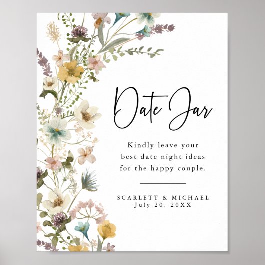 Poster met datum pot wildbloemen (Voorkant)