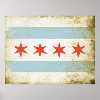 Poster met de Afdruk van de vlag van Chicago
