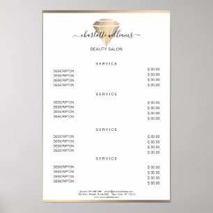 Poster met de prijslijst voor gouddiamant