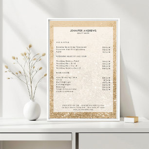 Poster met de prijslijst voor goudglitter-zout