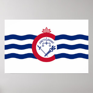 Poster met de vlag van Cincinnati, Ohio, VS