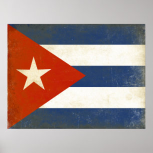 Poster met de  vlag van Cuba in nood