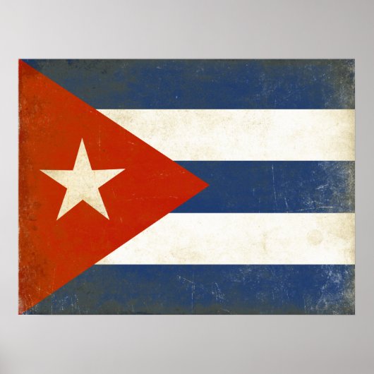 Poster met de  vlag van Cuba in nood (Voorkant)
