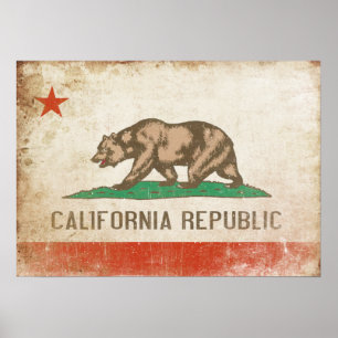 Poster met de vlag van het Verre Californië