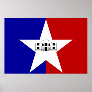 Poster met de vlag van San Antonio City, VS