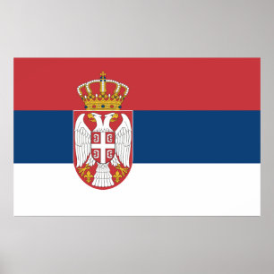 Poster met de vlag van Servië