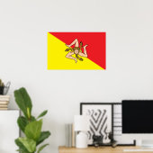 Poster met de vlag van Sicilië, Italië (Thuiskantoor)