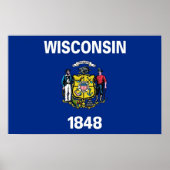Poster met de vlag van Wisconsin, VS (Voorkant)
