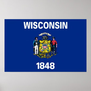 Poster met de vlag van Wisconsin, VS