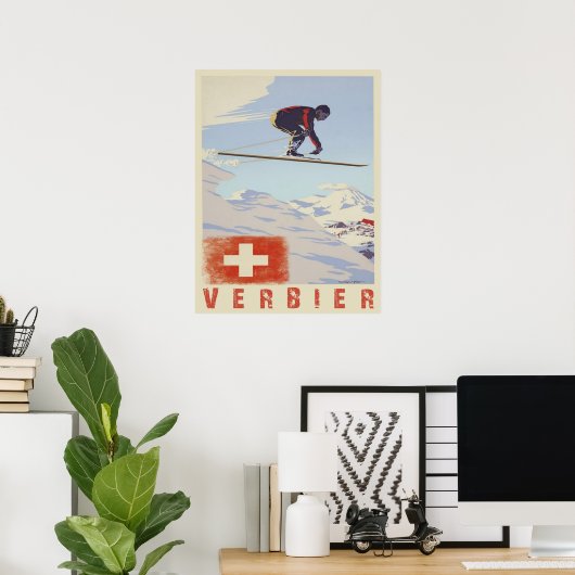 Poster met de Zwitserse Ski Print (Thuiskantoor)