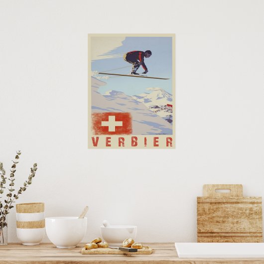 Poster met de Zwitserse Ski Print (Keuken)