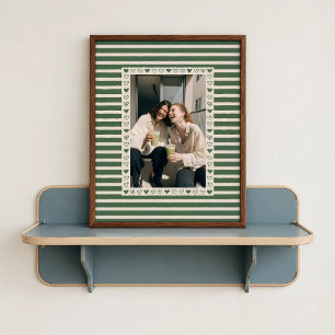 Poster met donkergroene hartgrens - Op maat gemaak