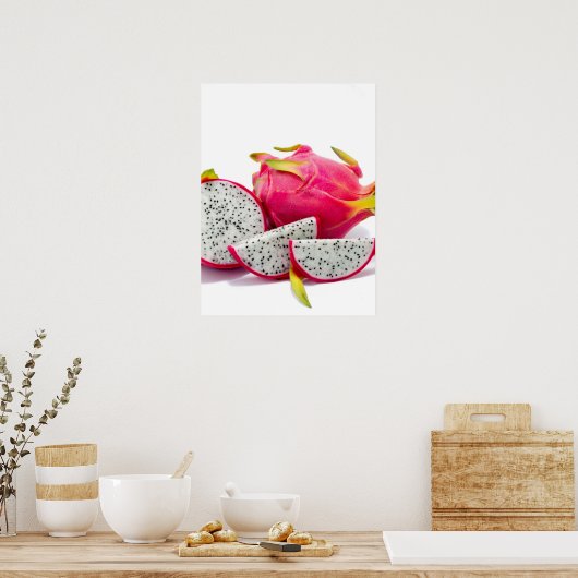 Poster met drakenvrucht. (Keuken)