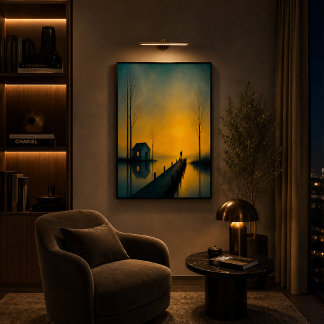 Poster met dramatische zonsondergang meer wandkuns