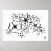 Poster met drie florale schetsen (Voorkant)