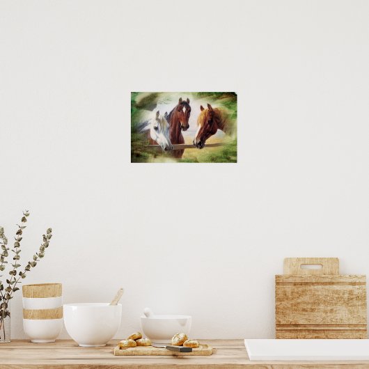 Poster met drie paarden (Keuken)