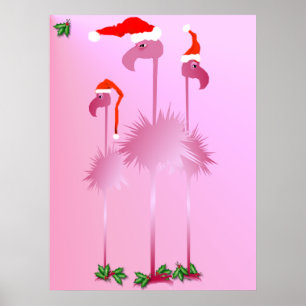 Poster met drie roze kerstfeestdagen