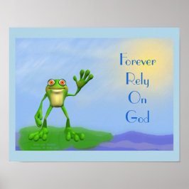 Poster met drijvende kikker