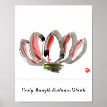 Poster met een gestileerde lotusbloem