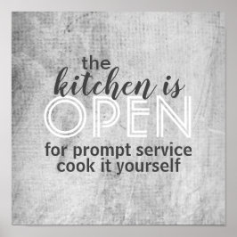 poster met een humoristisch citaat koken het zelf