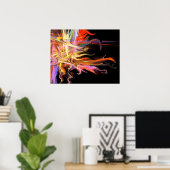 poster met een kruideniersvuur, fractaal fijn (Thuiskantoor)