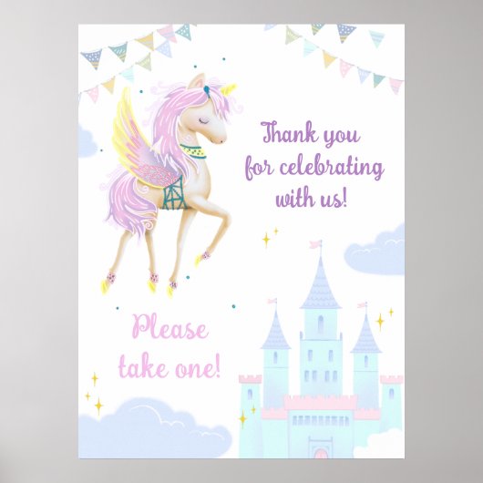 Poster met een schattige eenhoorn. (Voorkant)