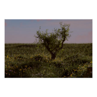 Poster met eenzame boom