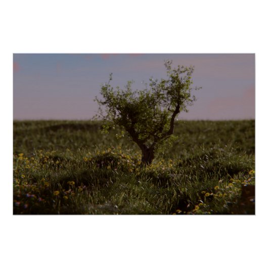 Poster met eenzame boom (Voorkant)